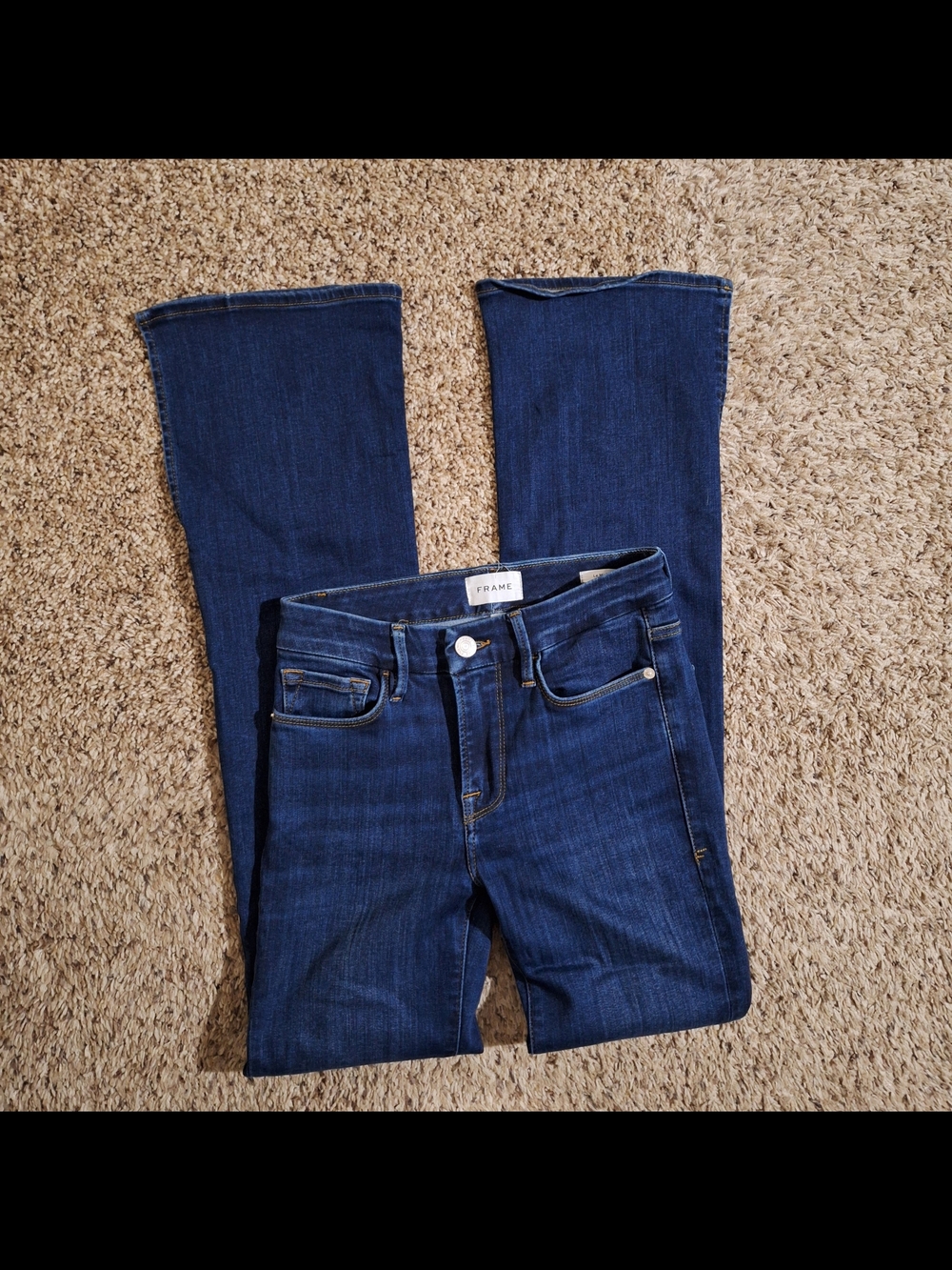 FRAME Le Mini Bootcut Jeans with Split Raw Hem Blue Size 25